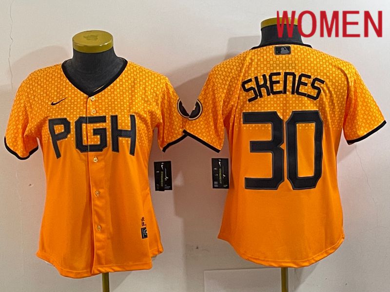Women Pittsburgh Pirates 30 Skenes Yellow City Edition 2024 Nike MLB Jersey style 4